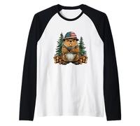 Cool Beaver Look with Woods for Dam Lovers Raglan Baseball Tee