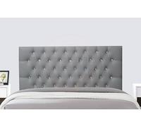 COOL BED Grey Faux Leather Chesterfield Headboard | Divan Bed 5FT - King Size Upholstered Padded Headboard | Headboards for Beds (GREY, 5FT - KING SIZE)