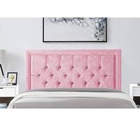 COOL BED Pink Crushed Velvet Miami Headboard | Headboards for Beds | Divan Bed 4FT6 - Double Upholstered Panel Headboard (Pink, 4FT6 - Double)