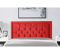 COOL BED Red Crushed Velvet Miami Headboard | Headboards for Beds | Divan Bed 4FT6 - Double Upholstered Panel Headboard (Red, 4FT6 - Double)