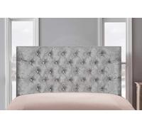 COOL BED Sleep Well, Pay Less CHESTERFIELD 20 INCH HEADBOARD IN CRUSHED VELVET EXTRA TALL (SILVER, 5FT - KING SIZE)