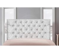 COOL BED Sleep Well, Pay Less CHESTERFIELD 20 INCH HEADBOARD IN CRUSHED VELVET EXTRA TALL (WHITE, 4FT6 - DOUBLE)