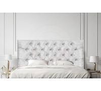 COOL BED White Crushed Velvet Chesterfield style 20" Headboard - 5FT - King Size Luxury Upholstered Bed Headboard (WHITE, 5FT - KING SIZE)