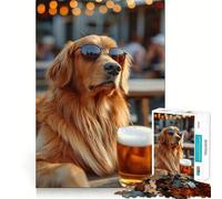 Cool Beer Dog Jigsaw Puzzles for Adults1000 Pieces Mindful Game, Fine Cut, Happy Challenge, Xmas Gift (38x26cm)