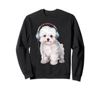 Cool Bichon Frise with Headphones Sweatshirt