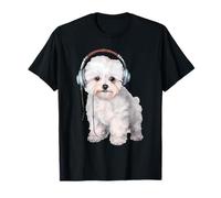 Cool Bichon Frise with Headphones T-Shirt