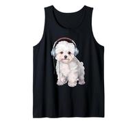 Cool Bichon Frise with Headphones Tank Top