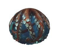 Cool big Octopus Shower Caps for Women Reusable Bath Caps for Men Double Layer Waterproof Hair Cap with EVA Lining Stylish Large Shower Bonnet Soft Bath Hat for Long Hair, Braids
