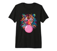 Cool Big Tiger Bubble Gum Coloring Glasses Mama Women Lover Premium T-Shirt