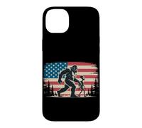 Cool Bigfoot Alien American Flag Patriotic USA Sasquatch UFO Case for iPhone 14 Plus