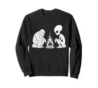 Cool Bigfoot and Alien Claus Sitting by a Bonfire Christmas Sweatshirt