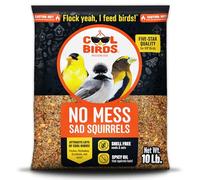 Cool Birds No Mess Sad Squirrels Hot Bird Seed - 10 lb. Spicy Shell-Free Blend with Peanuts, Sunflower Hearts & Chili Pepper Oil - No Waste, Squirrel-Resistant Bird Food for Outside Feeders