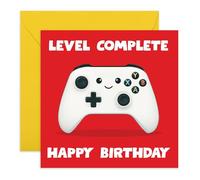Cool Birthday Card for Gamers - Level Complete - Greetings for Boys, Girls, Teenagers, Teens, Son, Daughter, Nephew, Friends, Brother, Guys, Bro, Buddy, Neighbour, Him, Men - Comes with Stickers