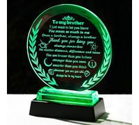 Cool Birthday Gifts for Brother Crystal Keepsake Presents with LED Light Base for Table Home Decor Adult Brother's Graduation Wedding Christmas Gifts from Sisters Brothers