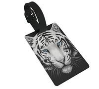 Cool Black and White Tiger Face 2 Pcs Luggage Tags, Privacy Cover ID Label Loop and Address Card for Travel Bag Suitcase