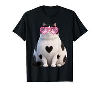 Cool Black Cat Kitten Red Heart Glasses Happy Valentines Day T-Shirt