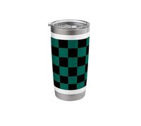 Cool Black & Green Checkerboard Check Pattern Checkered Stainless Steel Insulated Tumbler