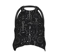Cool Black Guitar Print Baby Car Seat Covers, Breathable Nursing Cover Breastfeeding Cover, Stroller Covers, Multi-use Infant Carseat Canopy, Baby Boys Girls Newborn Essentials