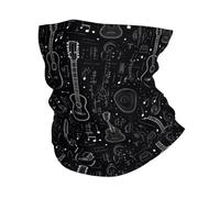 Cool Black Guitar Print Hair Band 26X30Cm Uv Protection Neck Warmer Anitdust Facial Shield For Yoga Outdoor Men