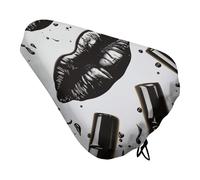 Cool Black Lipstick Lips Bike Seat Cover Water-Repellent Exercise Bike Seat Cushion Bicycle Saddle Cover with Drawstring Rain Snow Dust Covers for City Mountain Road Biking