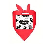 Cool Black Lipstick Lips Dog Bandana, Classic Plaid Dog Bandanas for Small Medium Large Dogs, Adjustable Washable Cotton Pet Scarf, Reversible Triangle Bibs for Puppy Dogs Cats Birthday Party Daily We