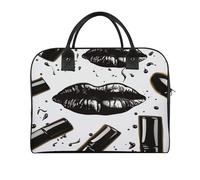Cool Black Lipstick Lips Laptop Tote Bag Casual Travel Handbag Multi Pocket Shoulder Bags for Work Travel