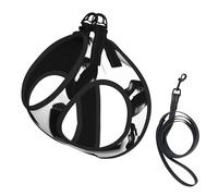 Cool Black Lipstick Lips Print Harness Leash Set For Cat And Small Dog, Adjustable, Reflective, And Escape-Proof Vest With Soft Breathable Mesh Lining