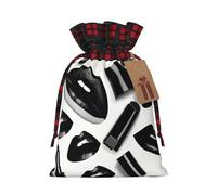 Cool Black Lipstick Lips Print Xmas Drawstring Gift Bags Reusable Christmas Bags Birthday For Wrapping Needs