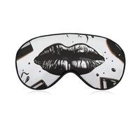 Cool Black Lipstick Lips Sleep Mask Light Block-Out Eye Mask for Side Sleeper Pressure-Free Soft Night Blindfold with Adjustable Strap Breathable Sleep Eye Cover for Travel