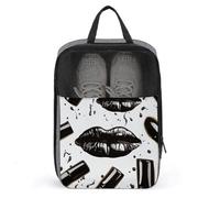 Cool Black Lipstick Lips Travel Shoes Carrier Dustproof Portable Shoe Pouch Carrying Strap Handheld Shoe Bag for Travel Daily Use Storage Pouch, gray, One size, Travel Shoes Carrier, Gray, One size,