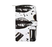 Cool Black Lipstick Lips Wallet Multifunctional Leather Wallets for Men Compact Long Wallet Credit Card Holder Passport Bag