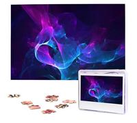 Cool Blue And Purple Wooden Puzzles 1000 Pieces Personalized Jigsaw Puzzle For Adults Interesting Custom Photo Puzzles Gift For Holiday Birthday Wedding Anniversay