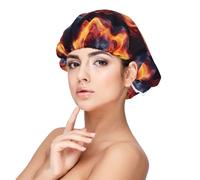 Cool Blue and Red Flames Print Satin Silk Bonnet for Sleeping Women, Adjustable Double Layer Satin Hair Bonnet Night Sleep Cap for Curly Hair