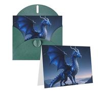 Cool Blue Dragon Standing On The Cliff Edge Blank Cards With Envelopes 4x6 ,Diy Greeting Cards Heavyweight Folded Greeting Cards Wedding Birthday Invitations Baby Shower Thank You Cards For All