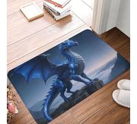 Cool Blue Dragon Standing On The Cliff Edge Door Mat Personalized Soft Welcome Doormat Non-Slip Floor Mats Washable Bath Rug Decor For Bathroom Kitchen Front Porch Rugs Home Decor Entrance 16x24 Inch