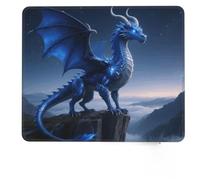Cool Blue Dragon Standing On The Cliff Edge Small Mouse Pad 8.3 X 10.3 in Non-Slip Rubber Base Mouse Mat Waterproof Square Gaming Mousepad for Wireless Mouse Computers Laptop Home Office Travel