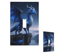 Cool Blue Dragon Standing On The Cliff Edge Wall Plate Cover Modern Decorative 1 Gang Light Switch Cover Unbreakable Receptacle Outlet Covers For Living Room Bedroom Home Decor Single Toggle