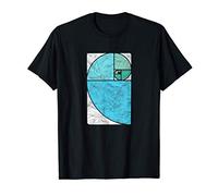 Cool Blue Fibonacci Sequence Golden Ratio Spiral Distressed T-Shirt