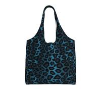 Cool Blue Leopard Animal Print,Reusable Tote Bags Grocery Bags Large Capacity Canvas Shopping Shoulder bag