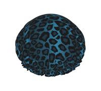Cool Blue Leopard Animal Print,Shower Cap Nightcap Double Layer Waterproof Elastic Bath Cap Reusable Hair Cap