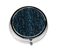 Cool Blue Leopard Animal PrintMeta Pill Box 3 Compartment Medicine Case,Portable Organizer