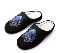 Cool Blue Octopus Men's Slippers Comfortable And Non-slip Cotton Slipper Shoe for House