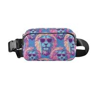 Cool Blue Purple Lion Fashion Crossbody Bag Waist Packs for Men Women Large Capacity Belt Bag Travel Wallet with Adjustable Strap for Travel Gym Work, Cool blue purple lion, One Size