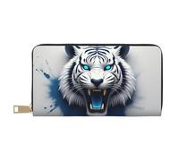Cool Blue Tiger-A Print Wallet Women, Leather Bifold Multi Card Wallet, Long Purse Women's Wallets