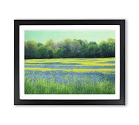 Cool Bluebell Field Framed Print | A2 Black Framed Wall Art | Ready to Hang | Modern Nature Picture | Living Room Bedroom Lounge Office