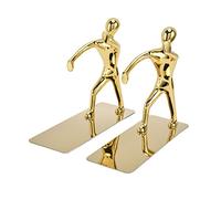 Cool Bookends, Book Ends for Heavy Books Book Stopper with Unique Design Stainless Steel Gold Man Bookends, Anti Slip Kung Fu Man Bookends, Heavy Duty Man Bookends for Coffee