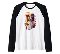 Cool Border Collie with Sunglasses Raglan Baseball Tee