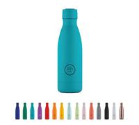 Cool Bottles - Stainless Steel Drinking Bottle - 350 ml - Vivid Turquoise - 25.10 x 8 cm - Thermal Cold Drinks 36 Hours and hot Drinks 18 Hours - Triple-Cool Technology - BPAF-Free
