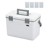 Cool Box for Food and Drinks with Ice Packs and Temperature Display, Insulin Cooler Medicine Refrigerated Box, Small Lightweight Cooler for Picnics or Work for Car, Travel, Home