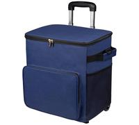 Cool Box on Wheels, 60-Can/35L Large Cool Bag with Stretchable Pull Rod and Multi-pocket, Cooler Bags with Handle and Adjustable Straps for Picnic Camping Beach Fishing Summer Ice Chest